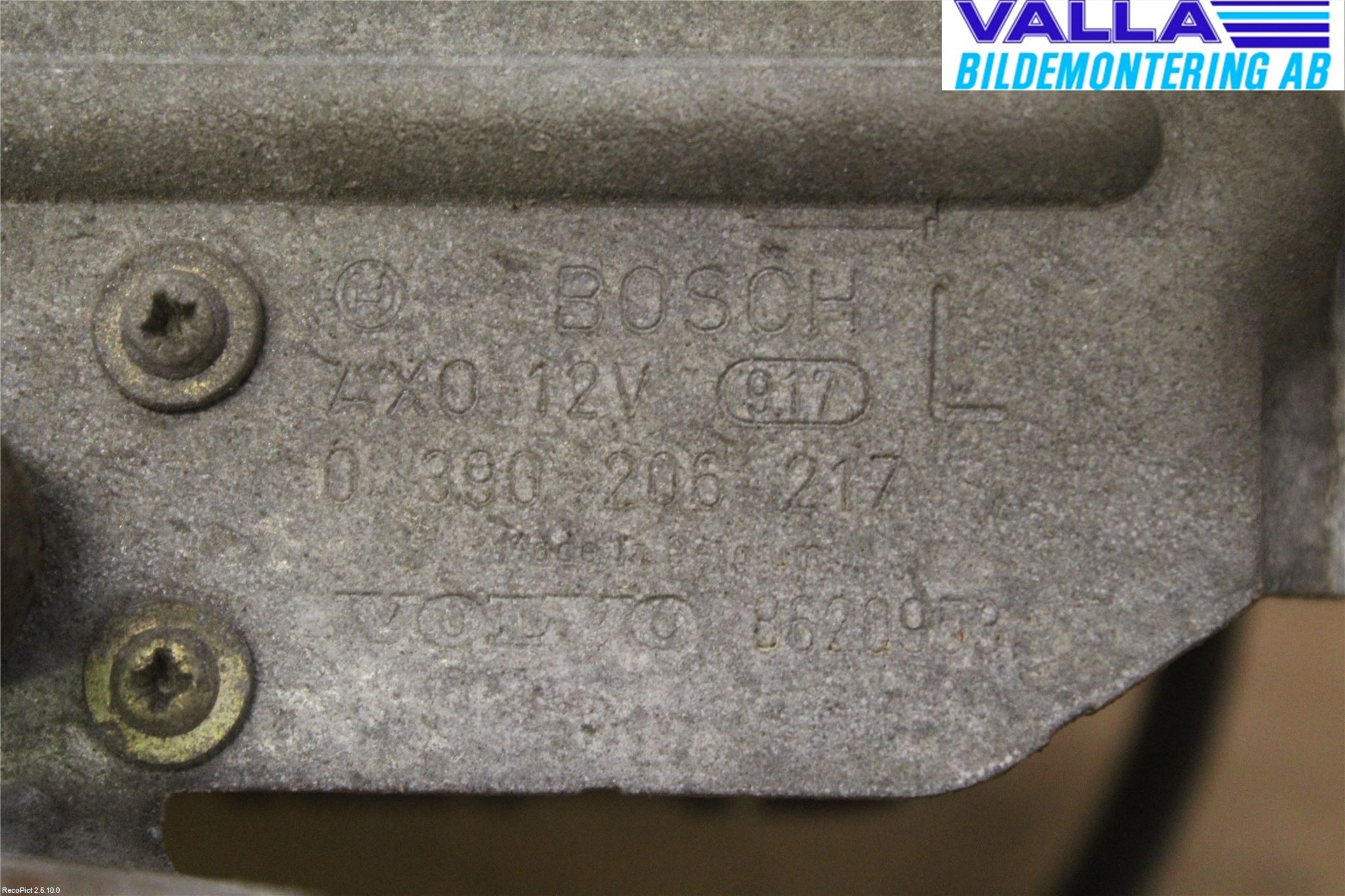 Volvo S80 04-06 Strålkastartorkmotor Vä