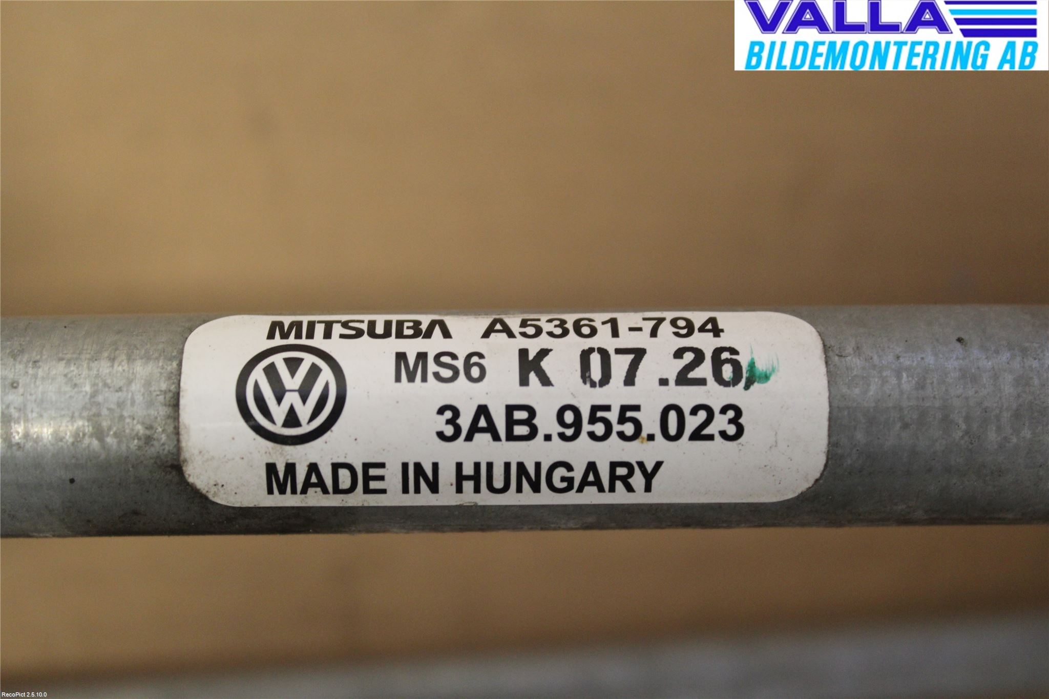 Volkswagen VW PASSAT 11-14 Torkarmekanism Vindruta