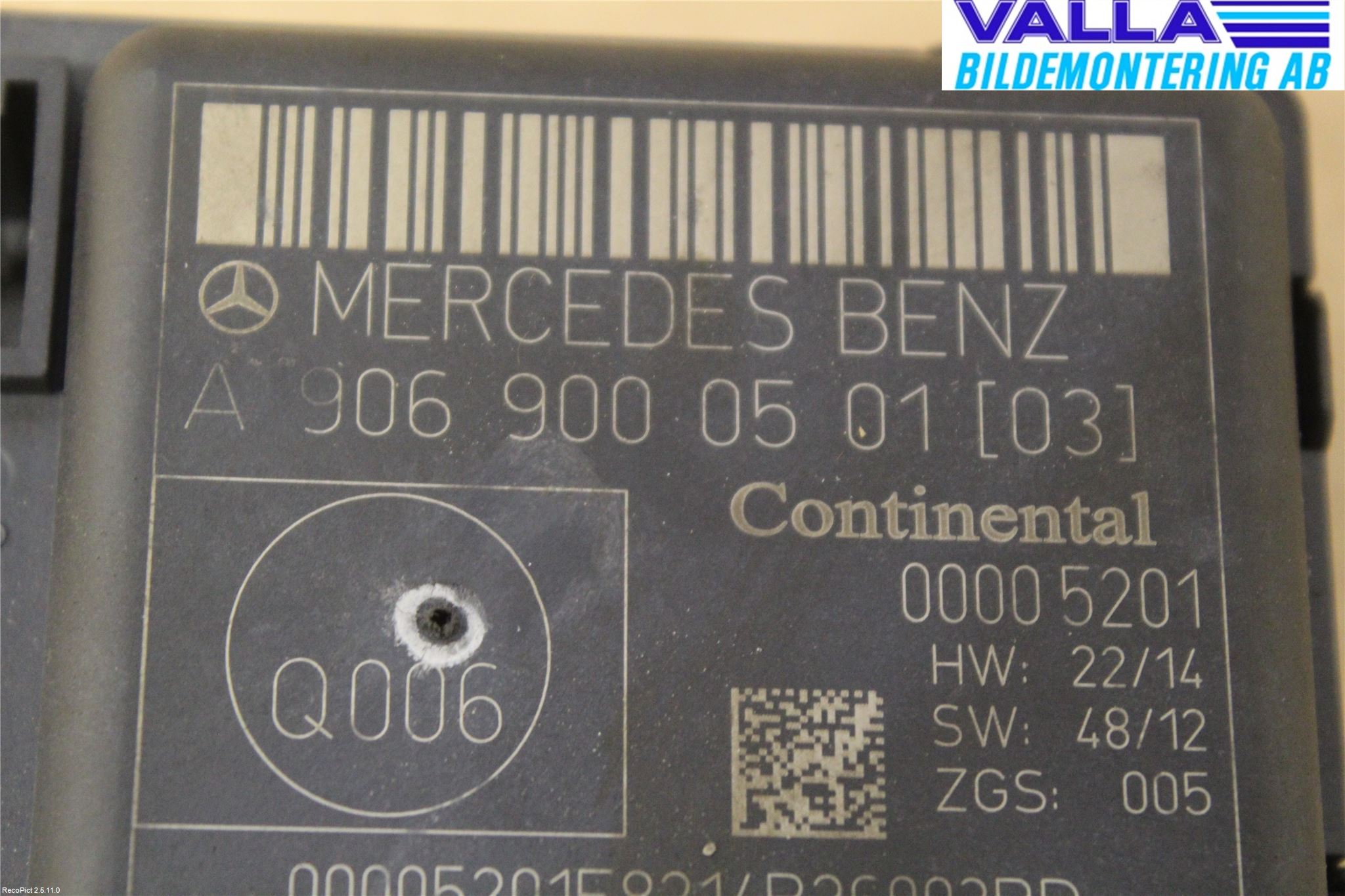 Mercedes-Benz MB SPRINTER (W906) 06-18 Styrenhet Dörr