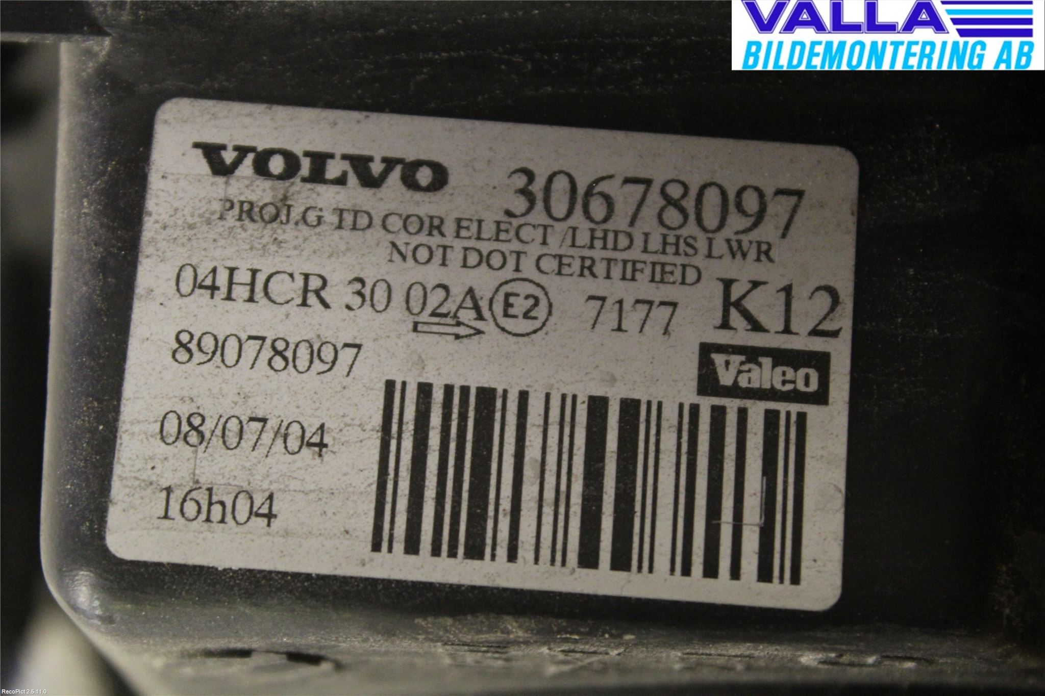 Volvo S80 04-06 Strålkastare Vänster