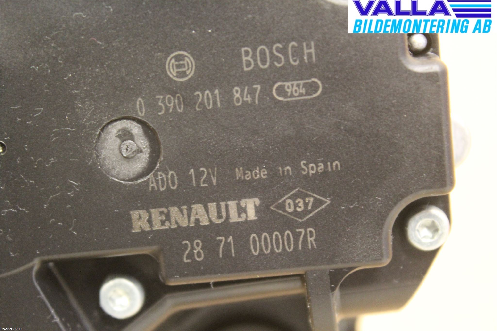 Renault MEGANE III 09-15 Torkarmotor Baklucka