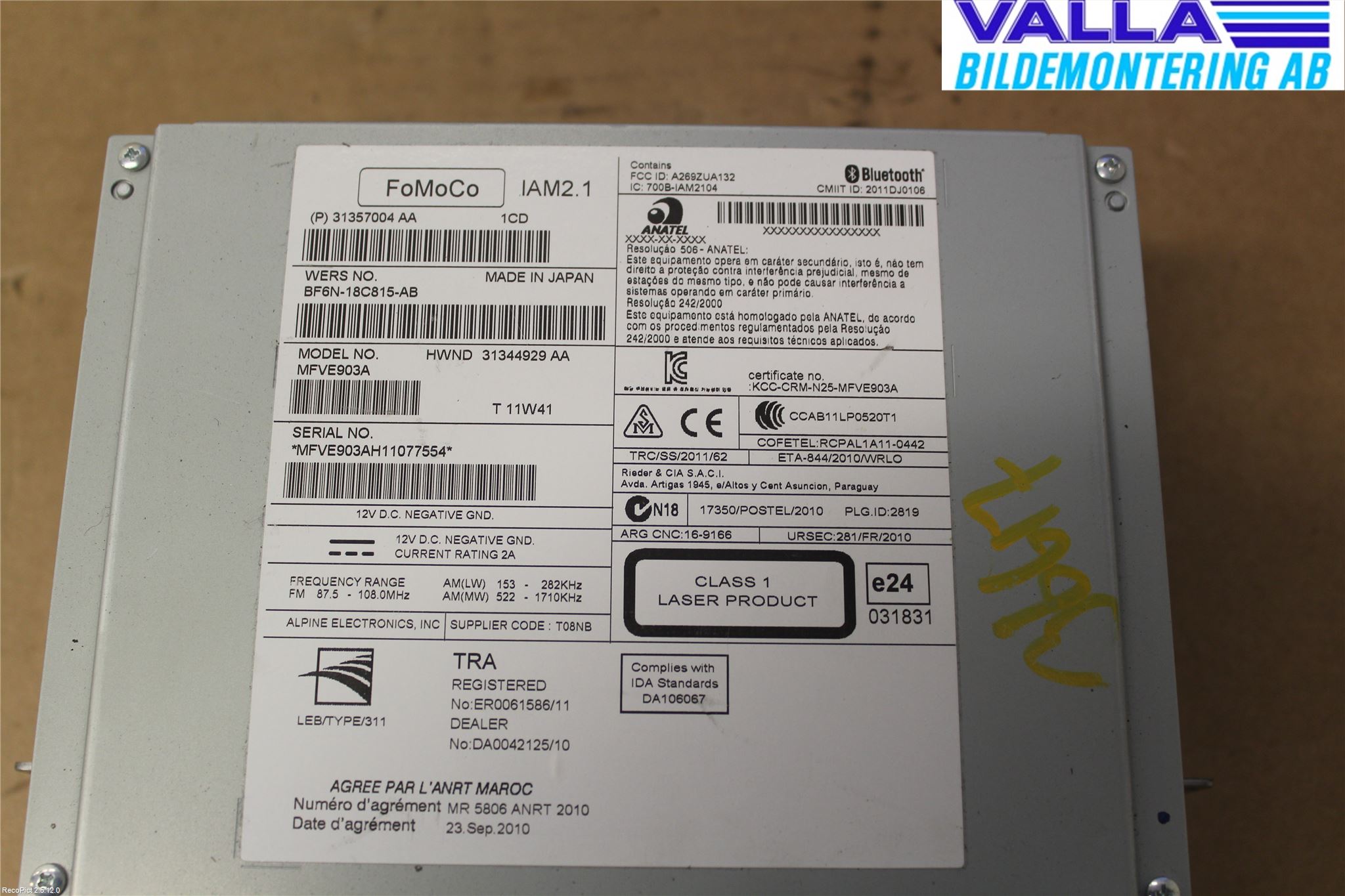 Volvo V60 11-13 Cd Radio - Multimediapanel