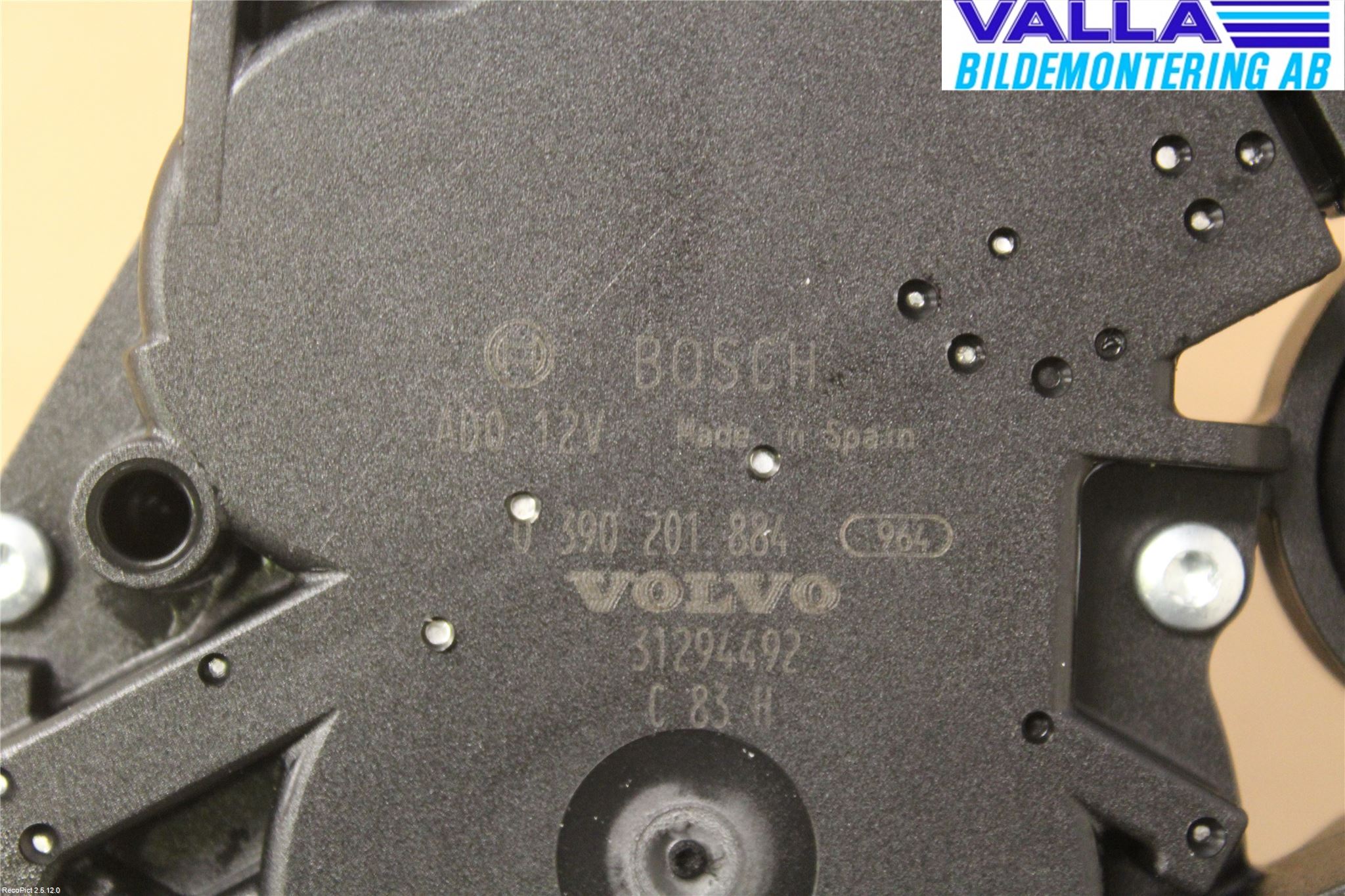 Volvo V60 11-13 Torkarmotor Baklucka