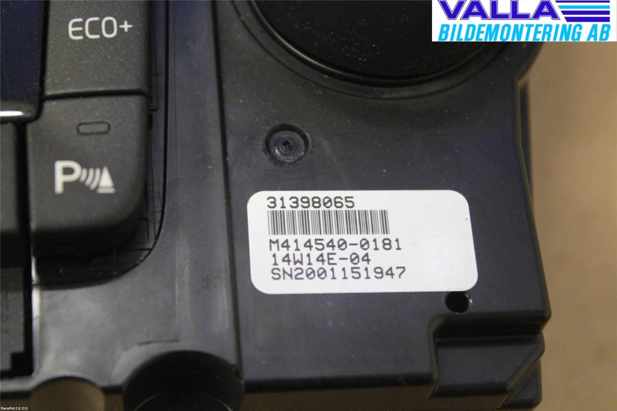 Volvo V70 14-16 Värmereglage