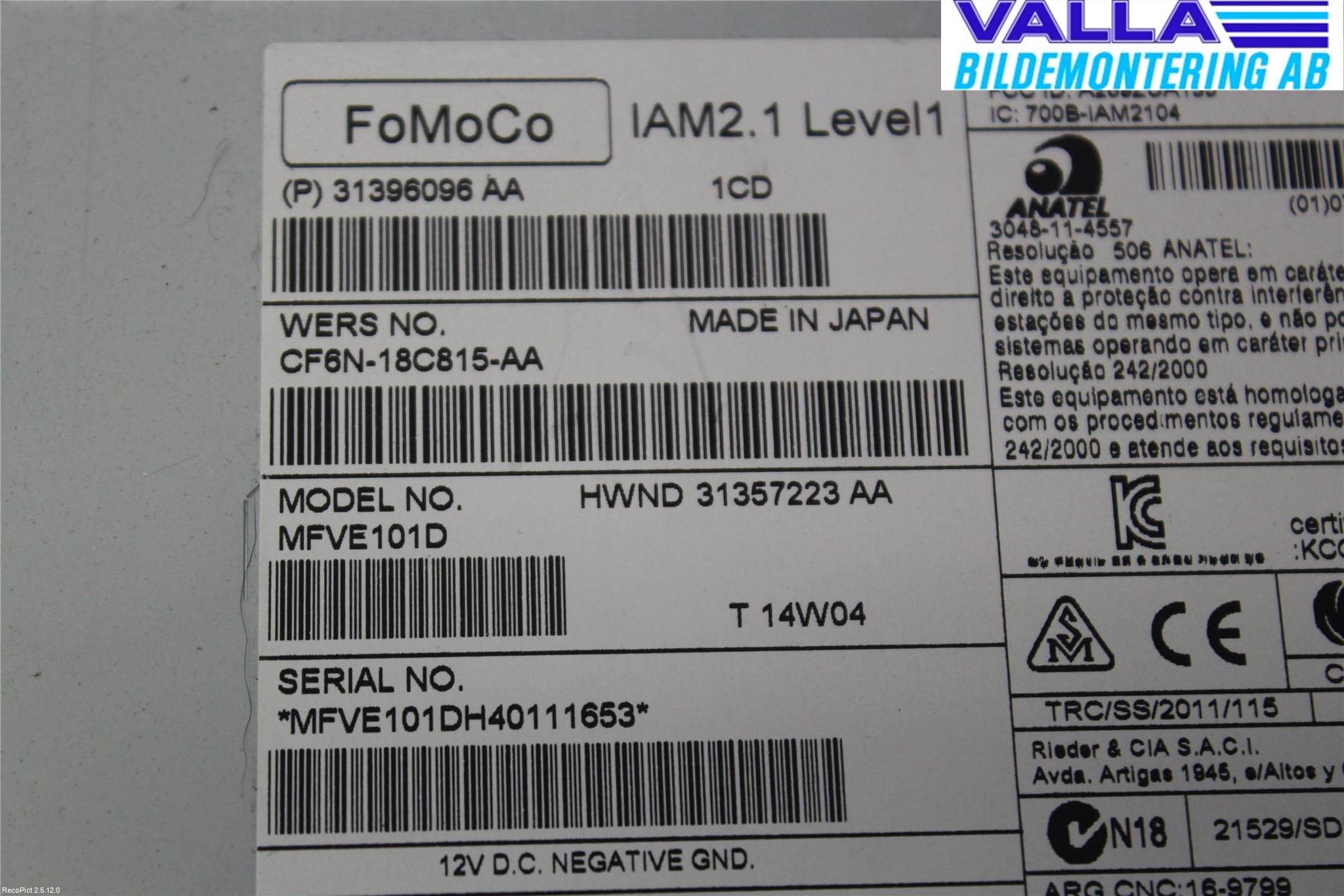 Volvo V70 14-16 Cd Radio - Multimediapanel