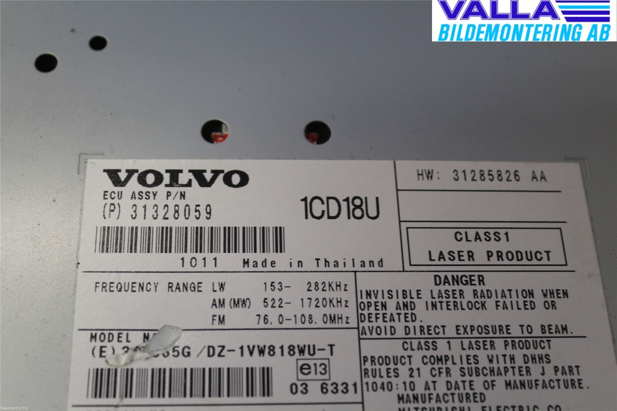 Volvo C30 10-13 Cd Radio - Multimediapanel