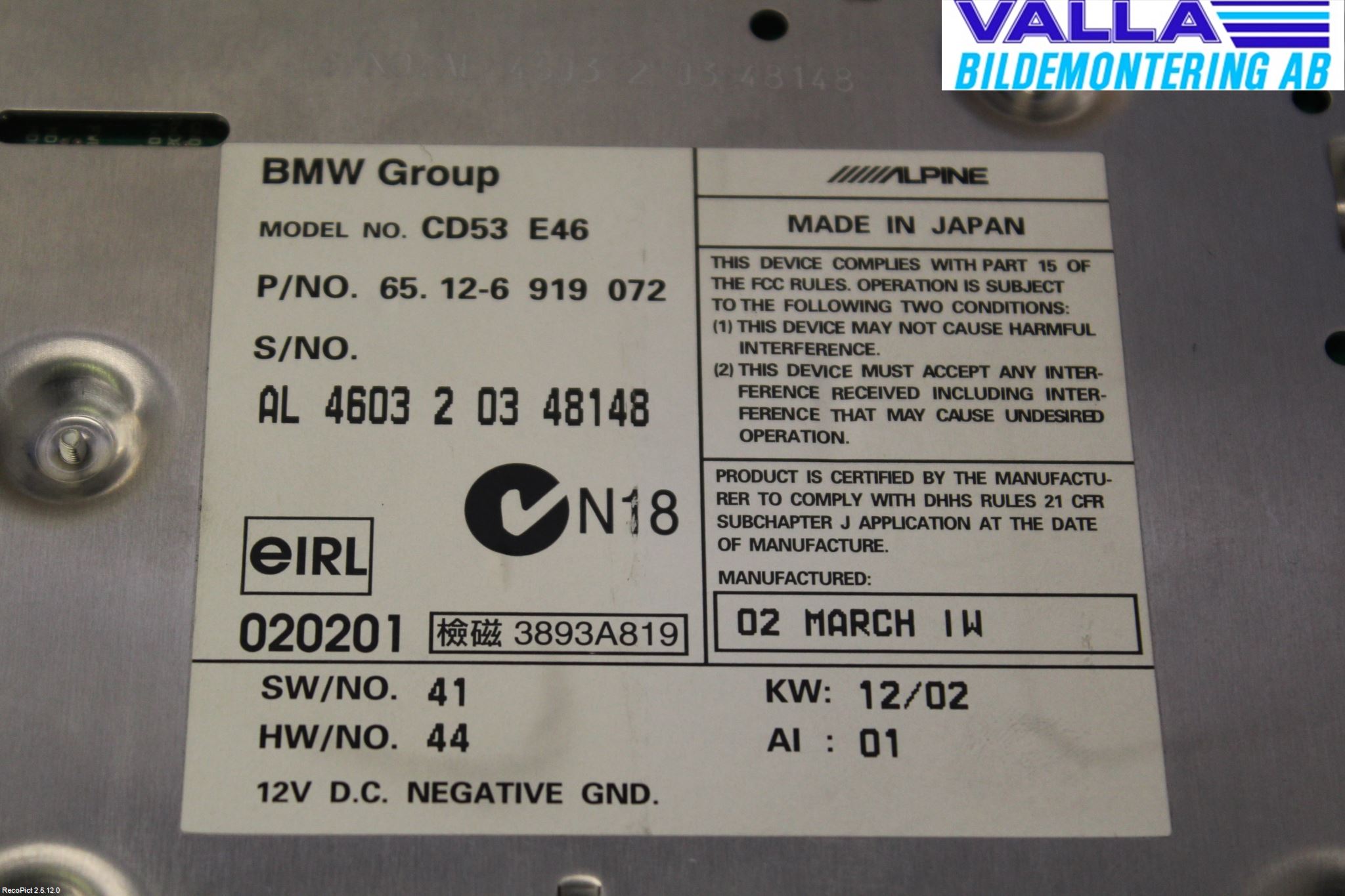 BMW 3 E46      98-05 Cd Radio - Multimediapanel