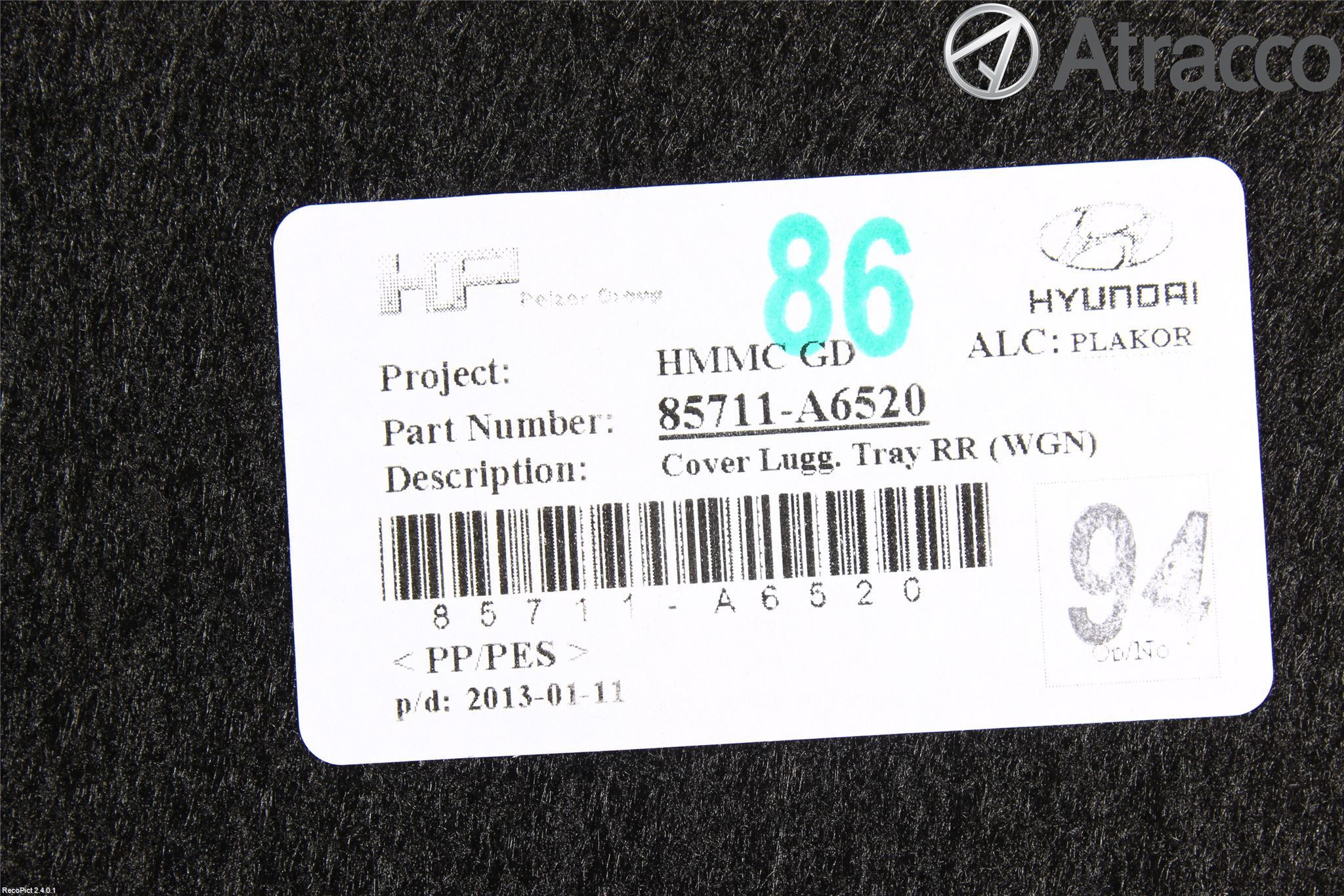 Hyundai i30 GD 13-17 Inrbagagerumklädsel-Golv