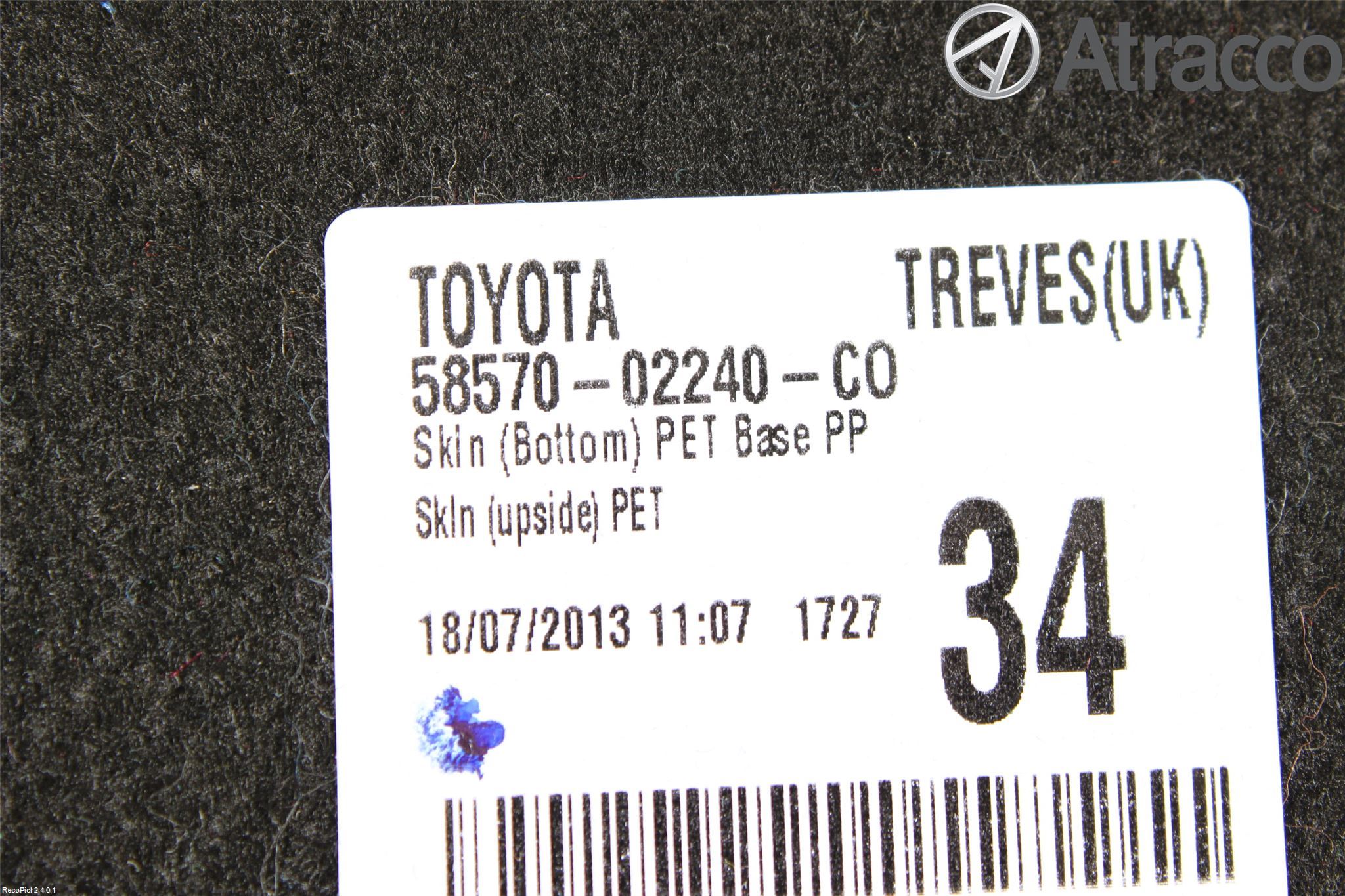 Toyota AURIS 13-19 Inrbagagerumklädsel-Golv