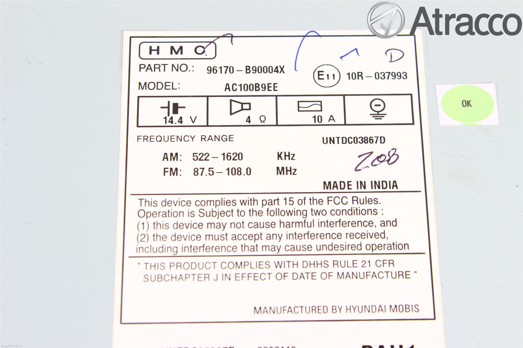 Hyundai i10 BA 14-16 Cd Radio - Multimediapanel