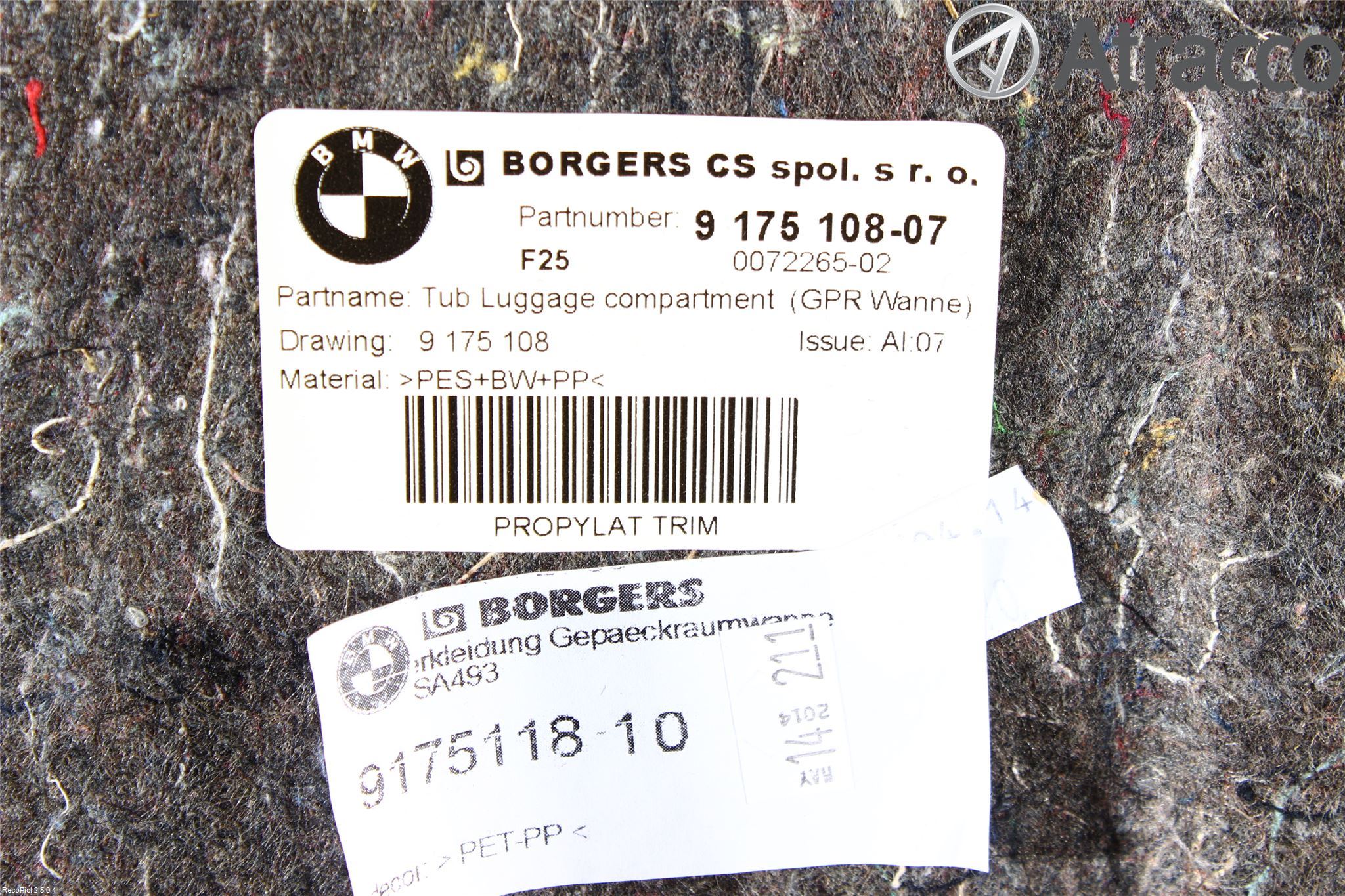 BMW X3 F25 10-17 Inrbagagerumklädsel-Golv