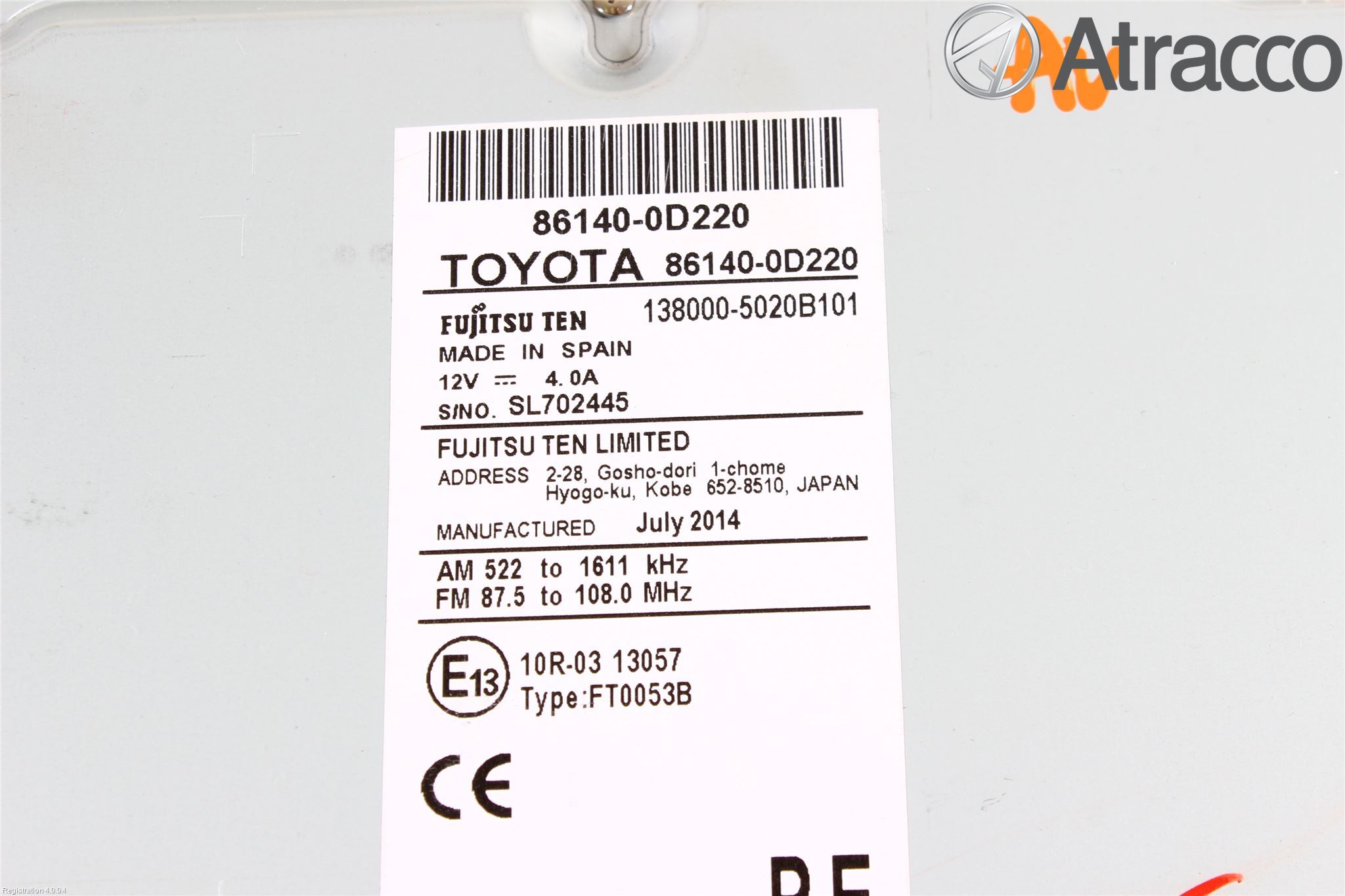 Toyota YARIS XP130 12-14 Cd Radio - Multimediapanel